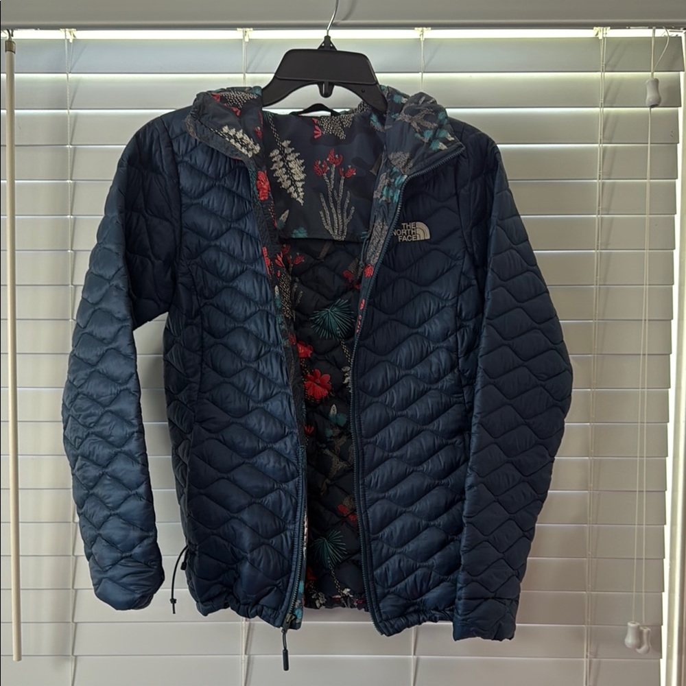 The North Face Black Quilted Jacket with Embroidered Accents